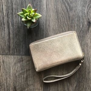 Fossil Gold Metallic Caroline Wristlet